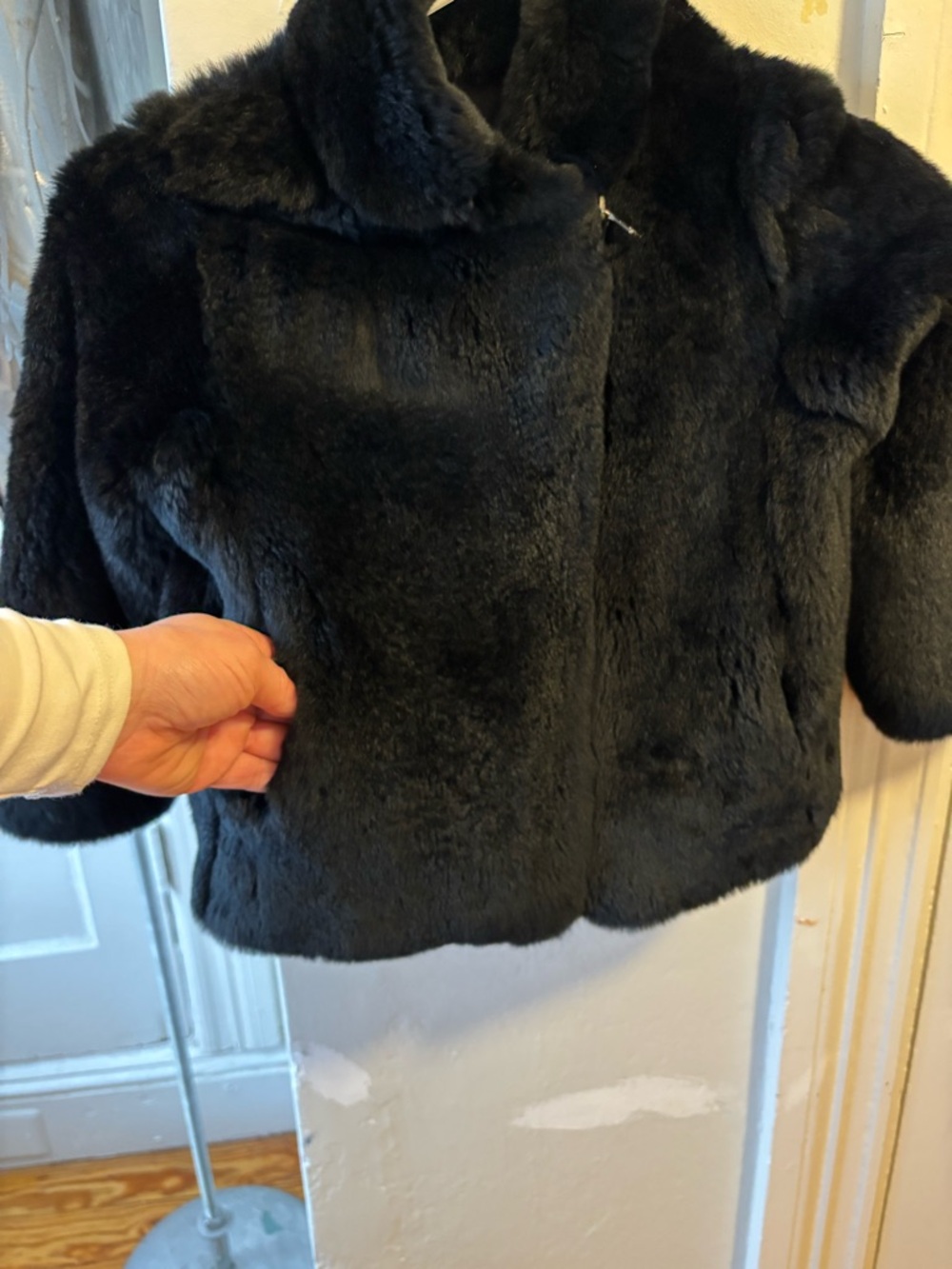 Adrienne Landau Black Rabbit Fur Coat for Kids - Picture 2 of 7